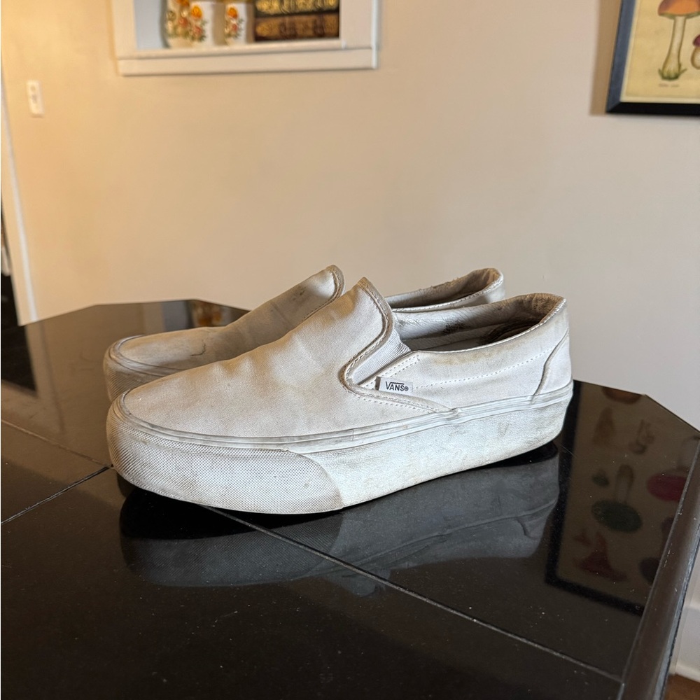 Vans Men's Cream Slip-On Loafers